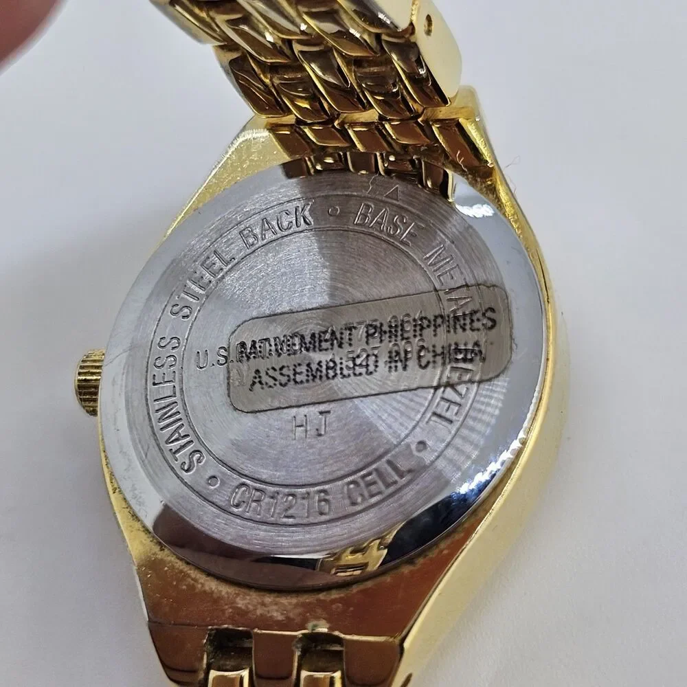 Acqua Timex Women's Watch 23MM‎ Gold Dial Two Tone Bracelet Band 7